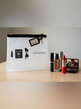 Sephora Transparent Travel Makeup Cosmetics Pouch with Black Accents